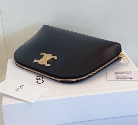 CELINE Triomphe Alma Handbag Black Gold Classic Brand NEW