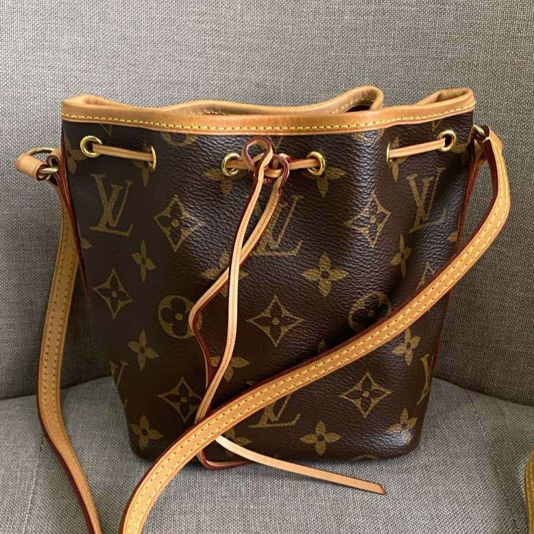 Louis Vuitton Nano Noe Monogram Canvas Drawstring Bucket Bag