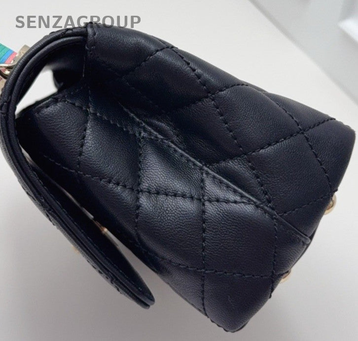 Chanel Cocohandle Mini Rainbow Tope Handle Bag Chain Shoulder Black Women