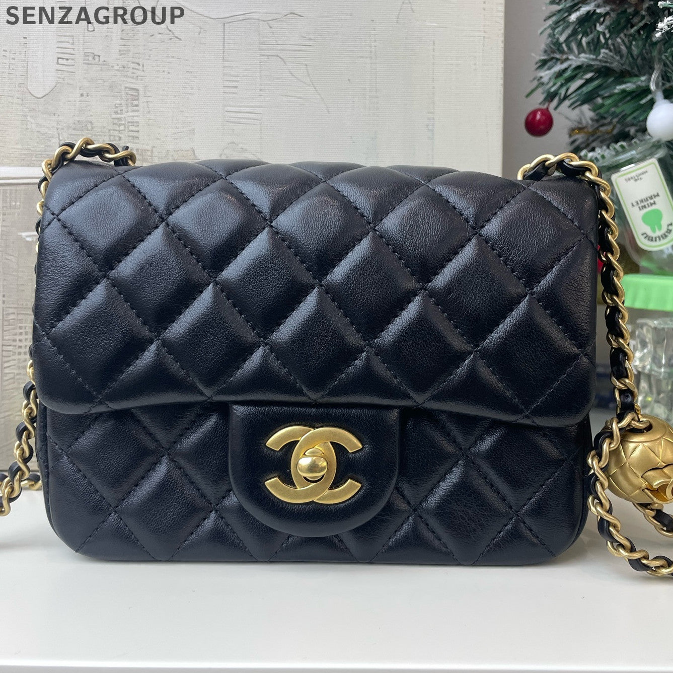 Chanel Classic Flap Black Gold Quilted Lambskin Chain Shoulder Bag