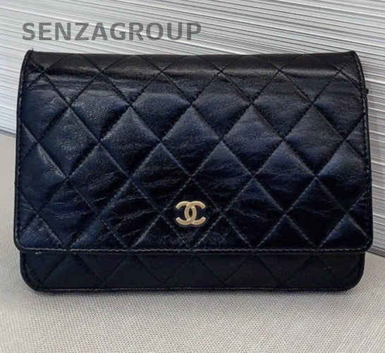 CHANEL Classic Wallet woc Black gold Crossbody bag
