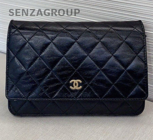 CHANEL Classic Wallet woc Black gold Crossbody bag
