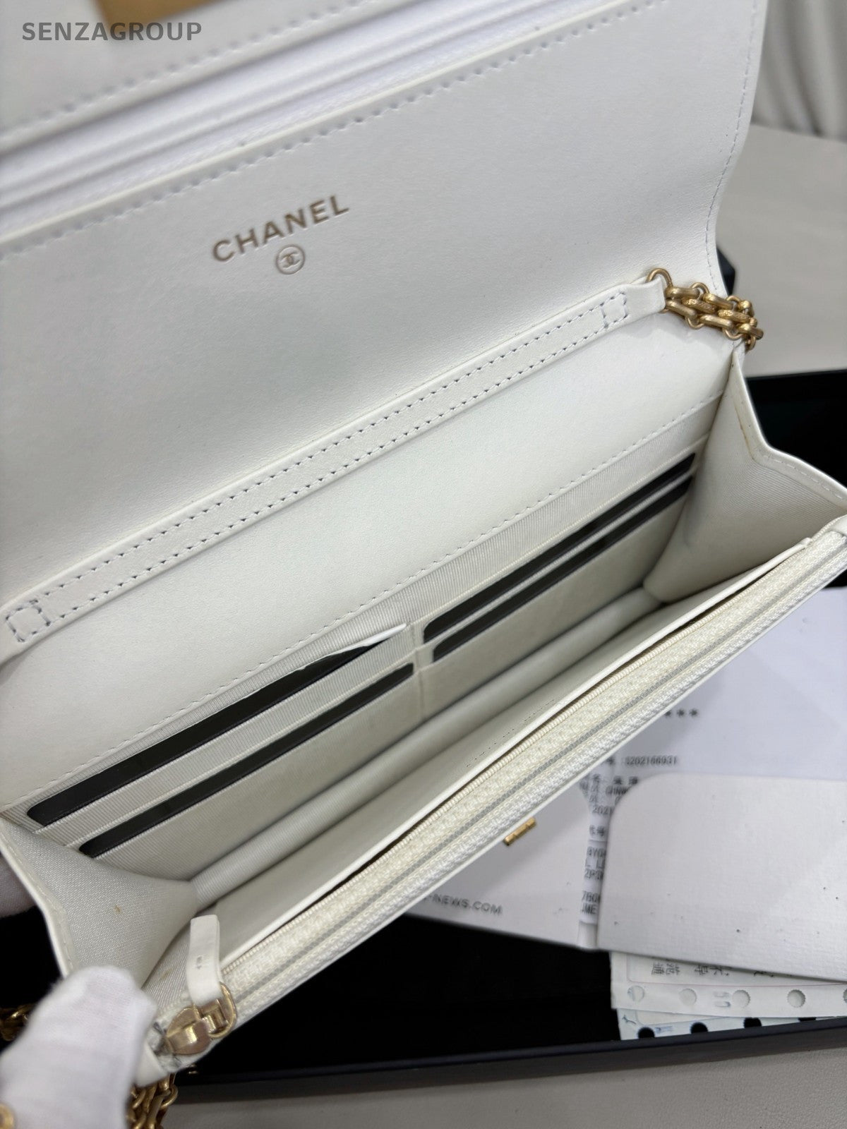CHANEL 2.55 Woc Calfskin Chain Shoulder bag Crossbody White Gold Women