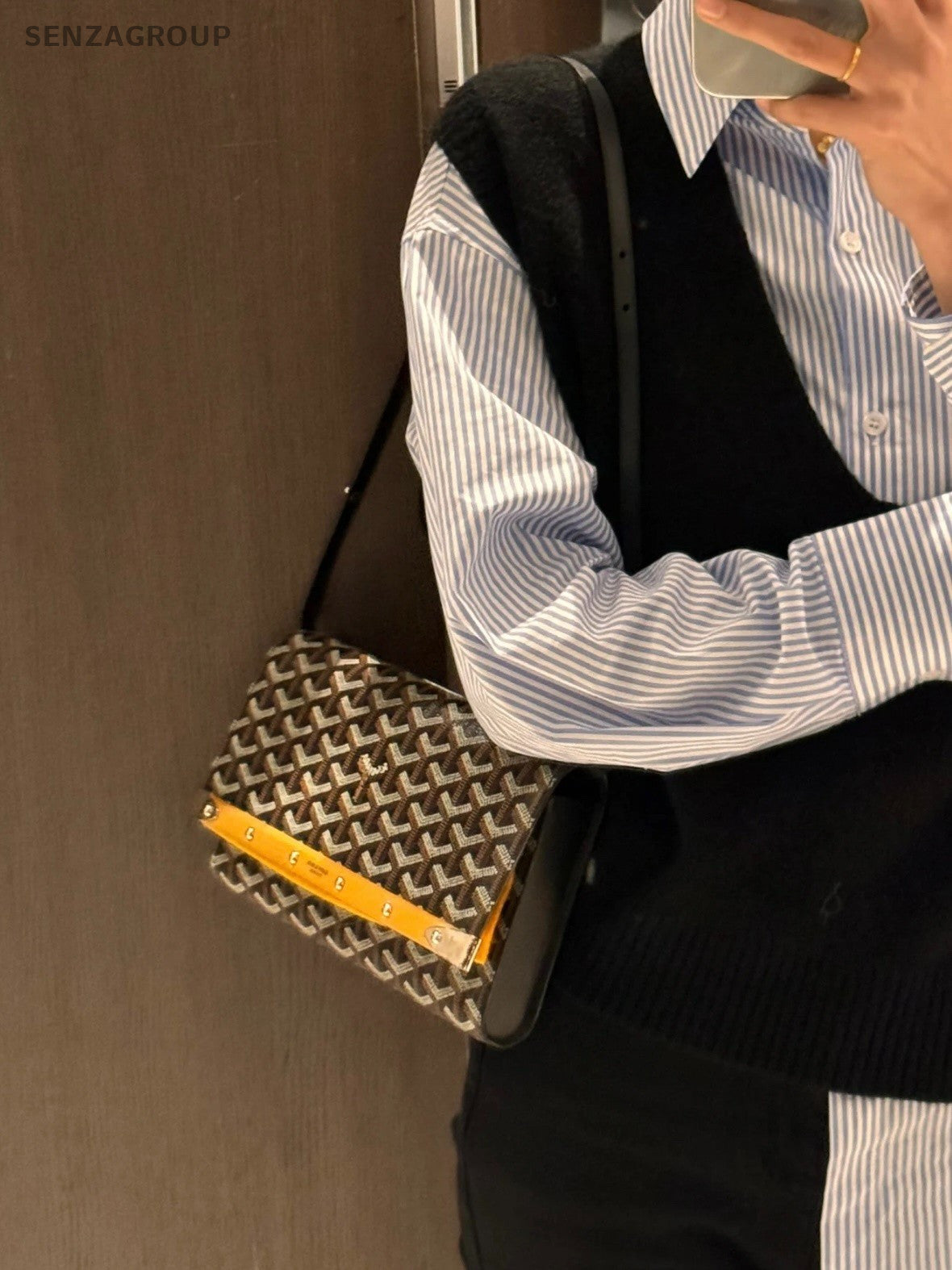 Goyard Monogram Monte Carlo Clutch Crossbody Shoulder Bag Women Brown