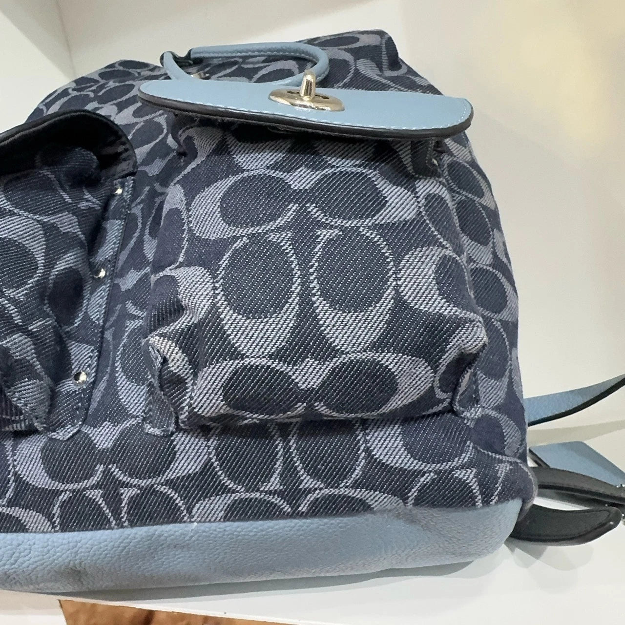 Coach Blue Canvas Medium Backpack Handbag For Women