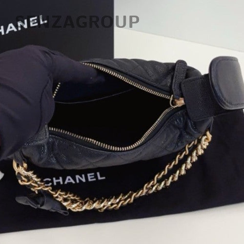 Chanel 24S Hobo Calfskin Top Handle Bag Black Gold Women Classic Fashion