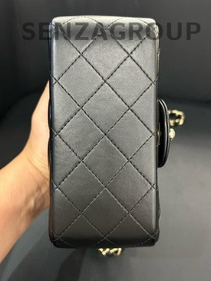 Chanel Classic Flap Quilted Chain Shoulder Crossbody Bag Black Gold