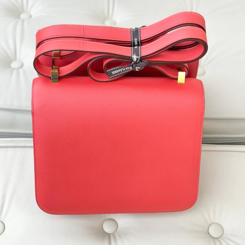 Hermes Constance 24 Epsom Shoulder Crossbody Bag Red Gold Women S