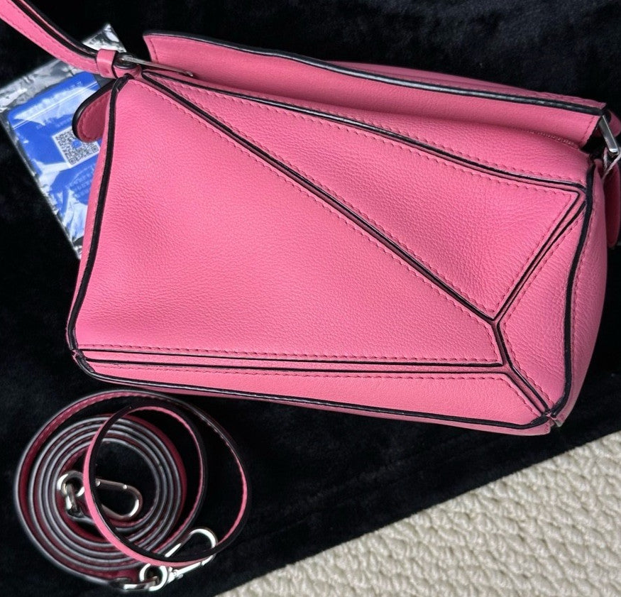 Loewe Mini Puzzle Calfskin 2ways Shoulder Crossbody Bag Classic Pink