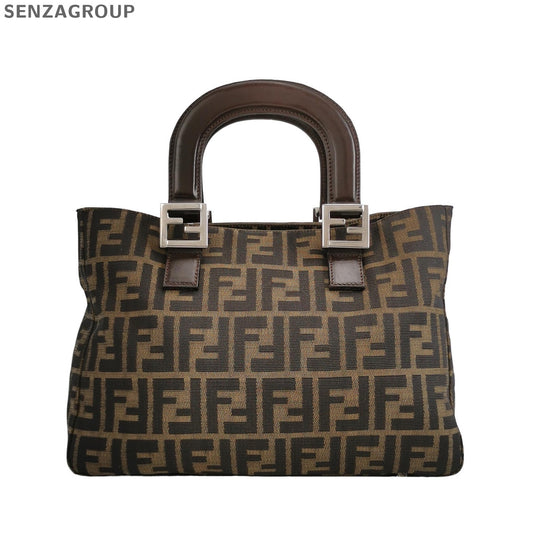Fendi Monogram Tote Bag Brown Silver Hardware Women's Classic