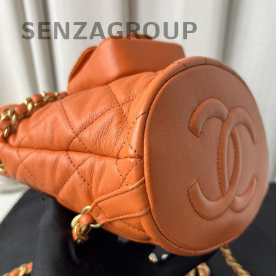Chanel Quilted Small Orange Chain Backpack Classic Fashion Women