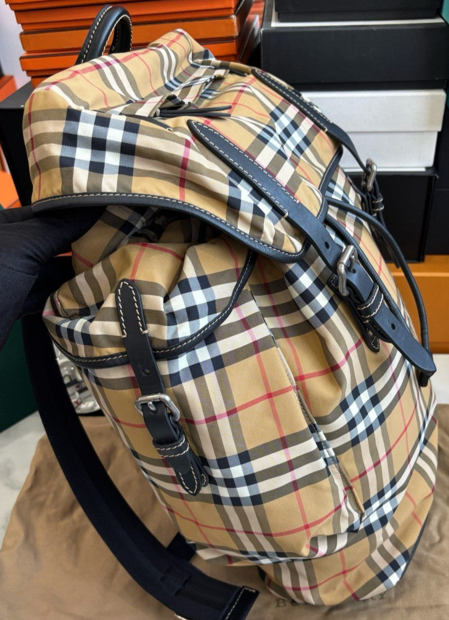 Burberry Classic Check Canvas Backpack Shoulder Bag Multicolor Unisex Adluts