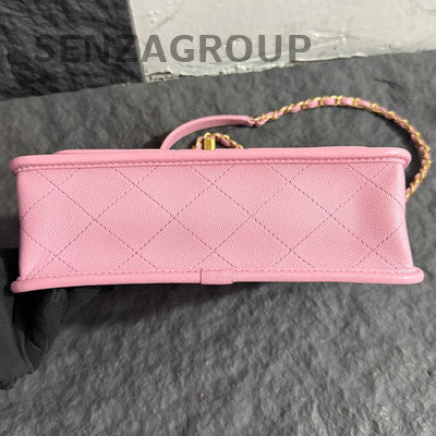 Chanel 22K Pink Quilted Caviar Gold Chain Shoulder Crossbody Bag