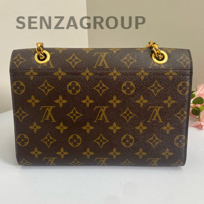 Louis Vuitton Victoire Monogram Blue Chain Crossbody Bag Women Classic