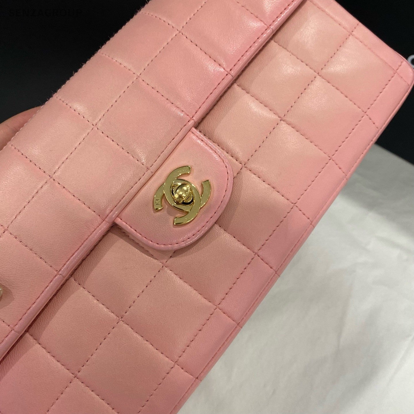 CHANEL Classic Flap CC Logo Chain withe Pearl Strap Shoulder bag Pink Women