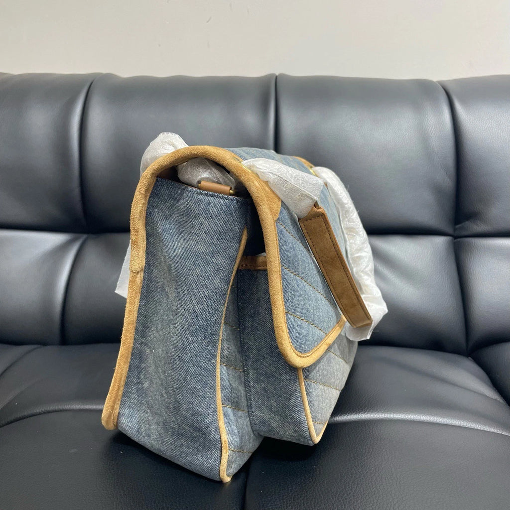 Saint Laurent Niki Gold Blue Shoulder Bag Excellent
