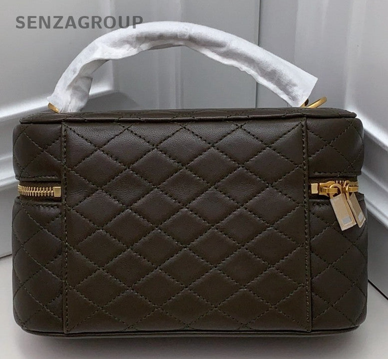 Saint Laurent Gaby Mini Lambskin Crossbody Top Handle Bag Green Gold Women