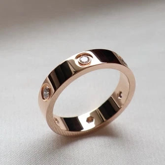 Excellent Cartier Love Classic Ring 18k Au750 Rose Gold 6Diamonds EU64/US10.75