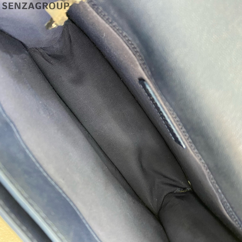 Chanel Cuba Collection Navy Blue Leather Shoulder Bag Silver Hardware
