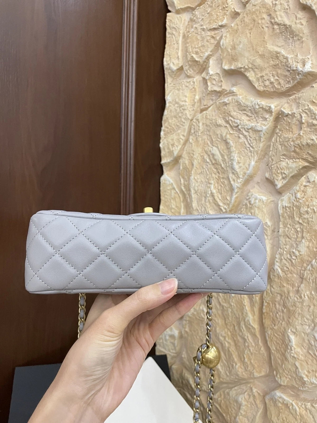 CHANEL Gray Mini CF Adjustable Chain Shoulder Crossbody Bag For Women