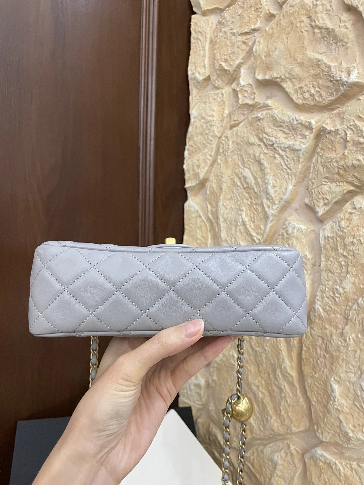CHANEL Gray Mini CF Adjustable Chain Shoulder Crossbody Bag For Women