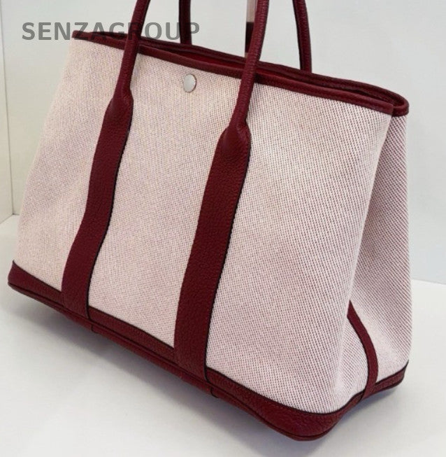 Hermes GardenParty36 Top Handle Bag Pink Red Silver Women Classic