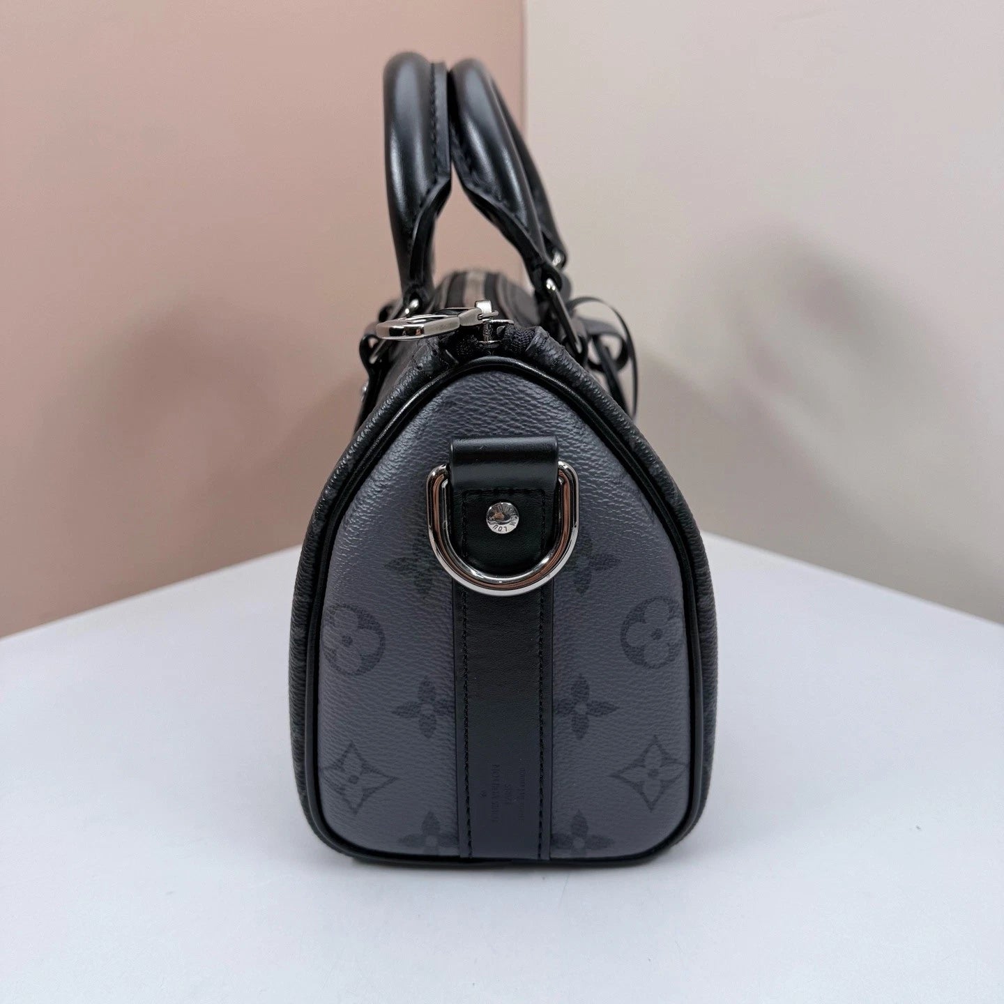 Louis Vuitton Keepall25 Monogram Top Handle Crossbody Black Silver Unisex