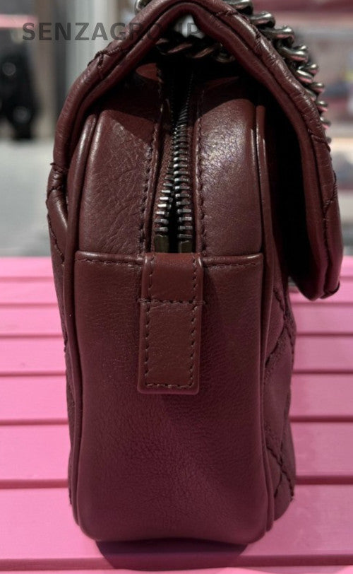 Chanel Classic Flap Calfskin Vintage Chain Shoulder Bag Crossbody Red Women