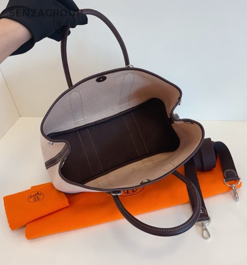 Hermes Garden Party 30 Tote Canvas 2way Shoulder Handbag