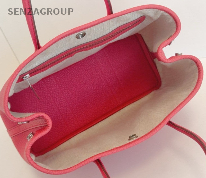 Hermes Garden Party30 Negonda Top Handle Bag Red Silver Women Classic
