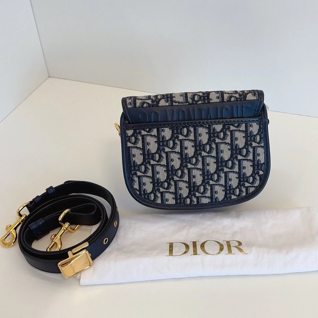 Dior Saddle Gold Navy Shoulder Bag Crossbody Excellent