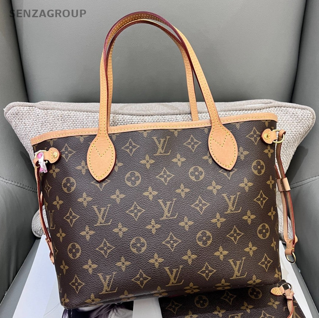 Louis Vuitton Neverfull PM Monogram Shoulder Bag Brown Gold Women Classic