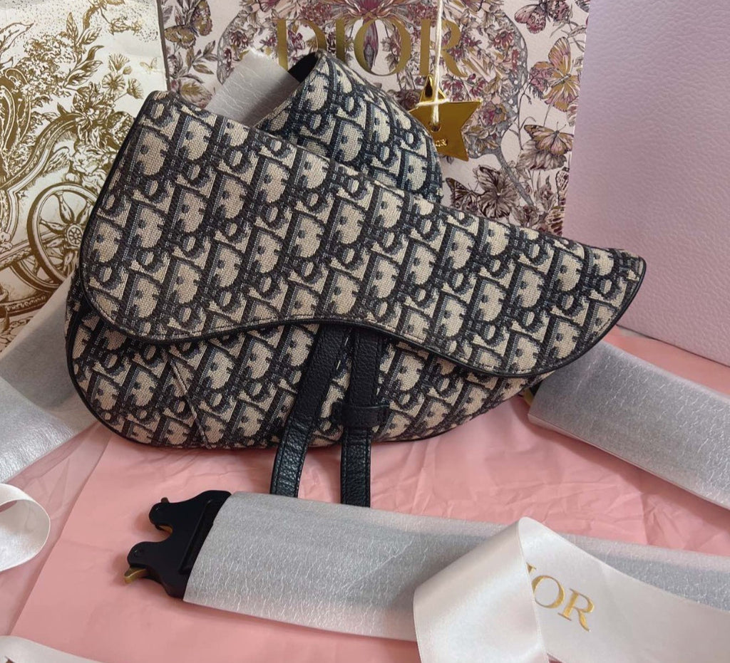 Christian Dior Oblique Saddle Embroidery Monogram Crossbody Shoulder bag