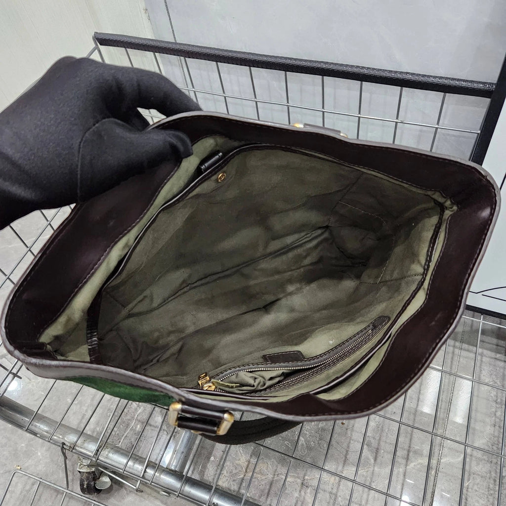 Louis Vuitton Vintage Green Denim Tote Shoulder Bag For Women