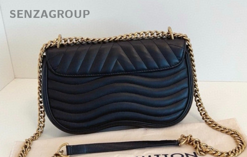 Louis Vuitton New Wave MM Chain Shouldre Crossbody Bag Women Black Gold