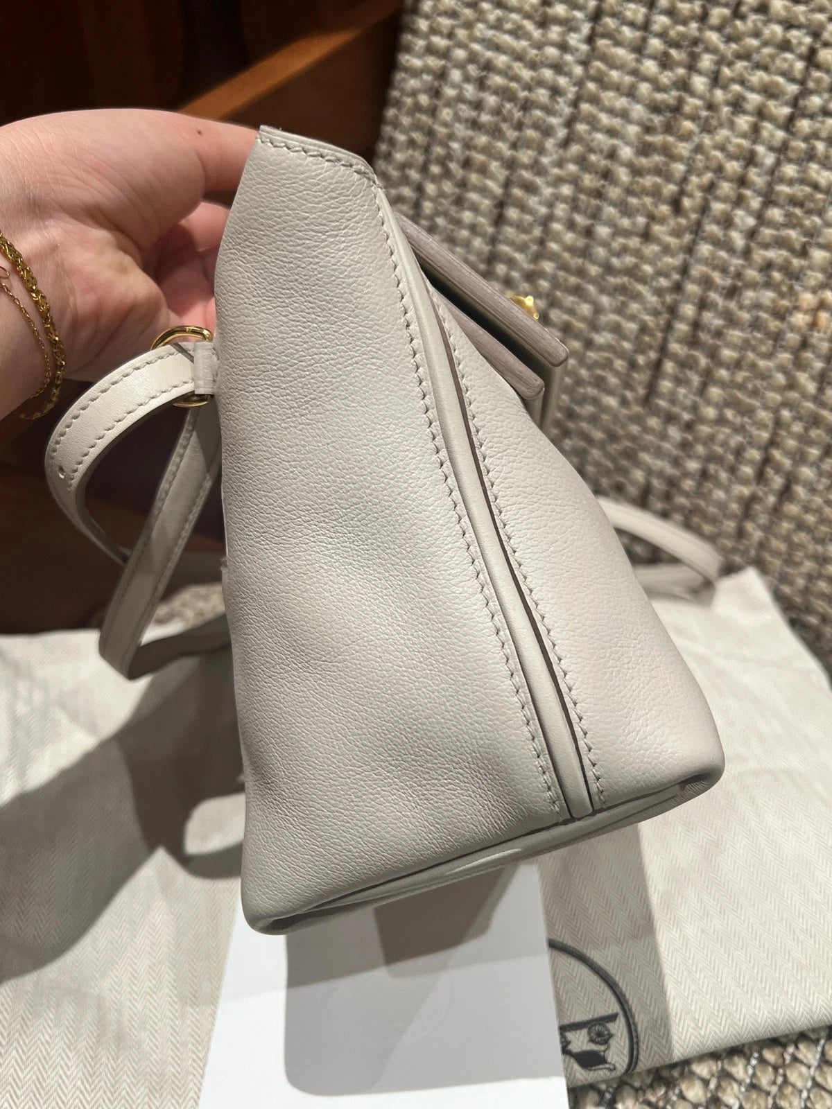 Hermes 2424 Mini White Gold Hardware Handbag For Women