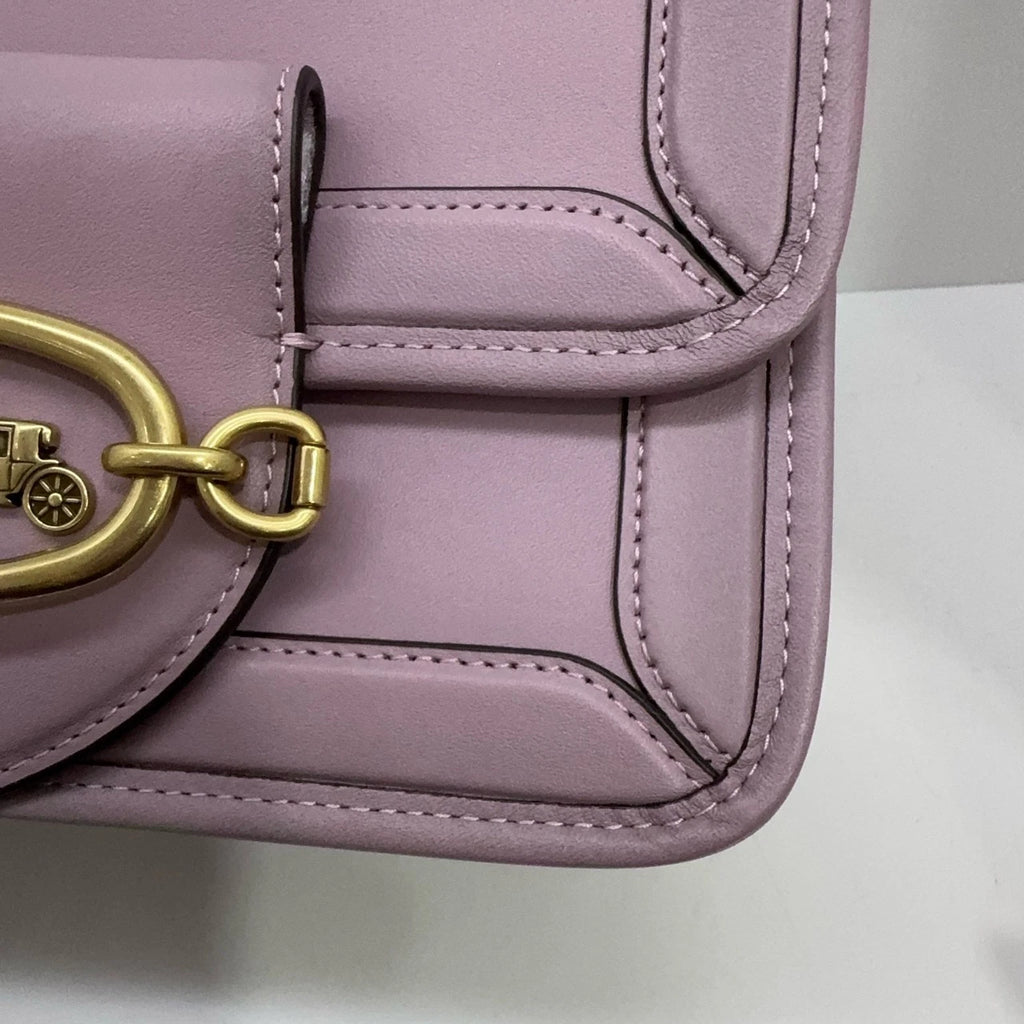 Coach Hero 22 Solid Purple Leather Flap Handbag Crossbody For Women