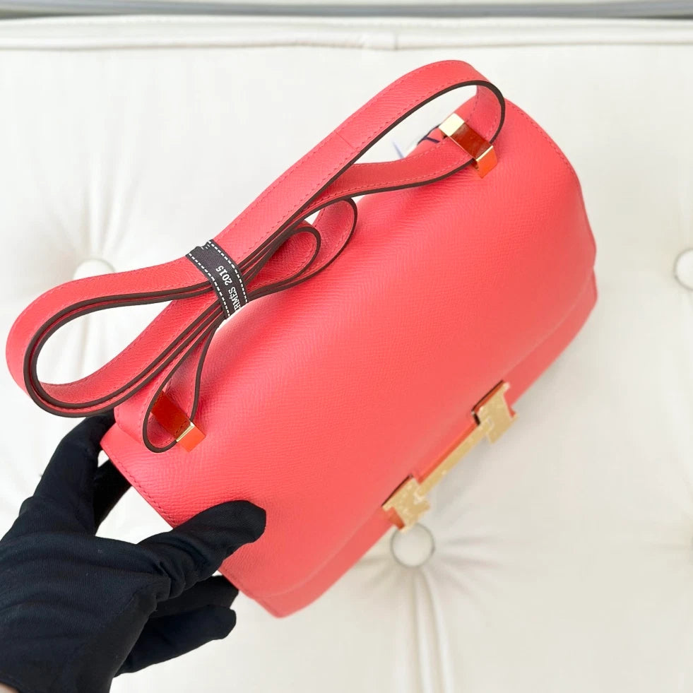 Hermes Constance 24 Epsom Shoulder Crossbody Bag Red Gold Women S