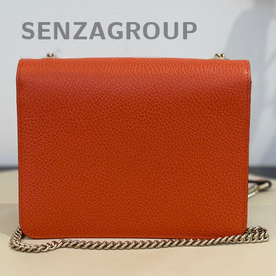 Gucci Orange GG Marmont Shoulder Bag with Gold Chain