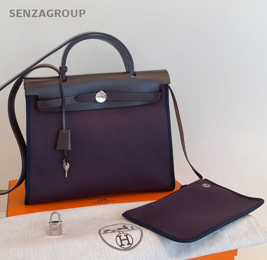 Hermes Herbag31 Top Handle Bag Crossbody Purple Silver Women Classic