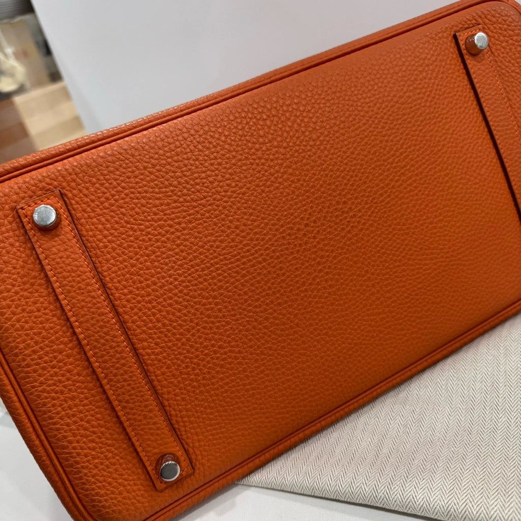 Hermes Birkin35 Orange Leather Handbag For Women