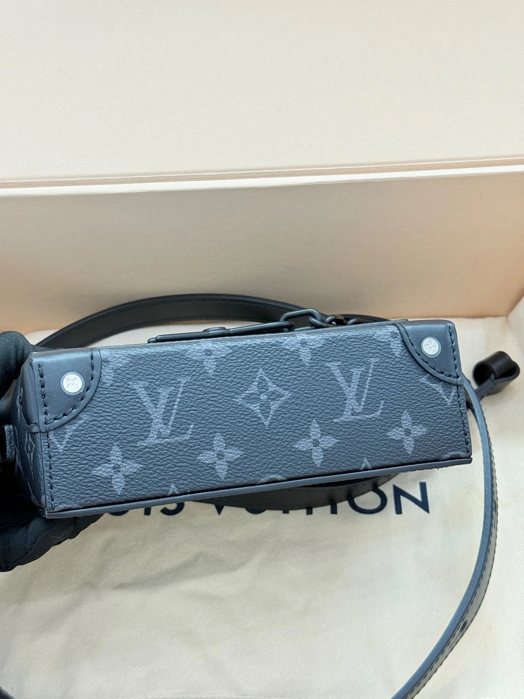 Louis Vuitton Black Leather Steamer Top Handle Bag For Women