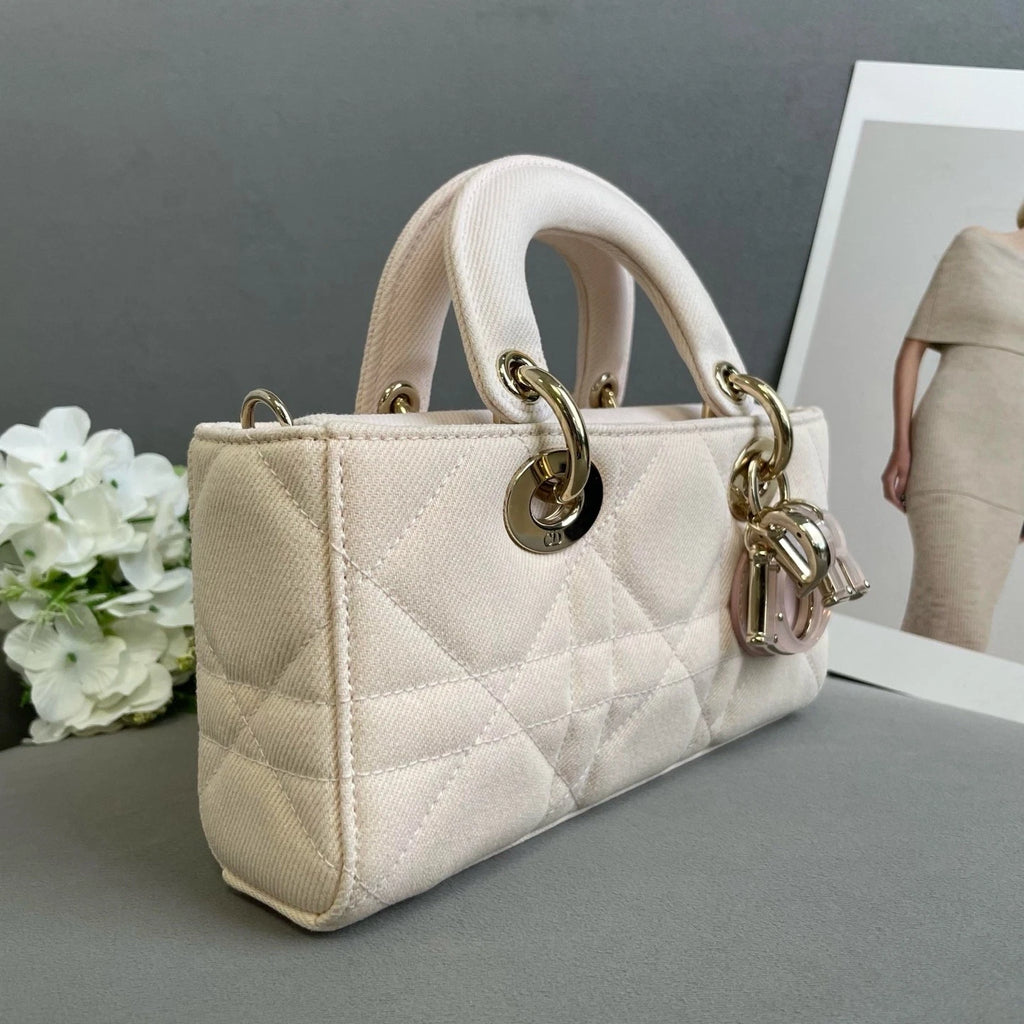 Dior Lady Dior Denim Pink Top Handle Excellent