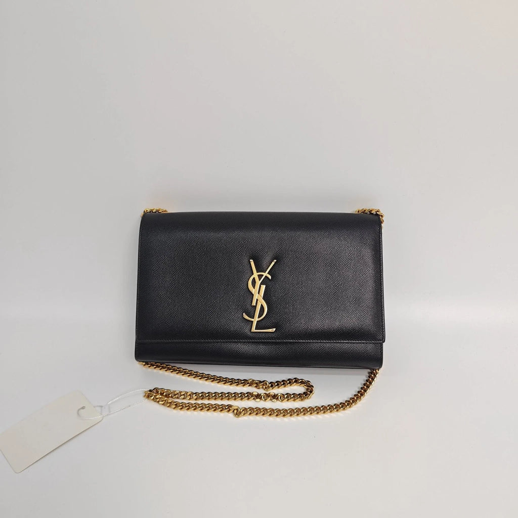 Saint Laurent Kate Medium Black Caviar Leather Shoulder Bag For Women