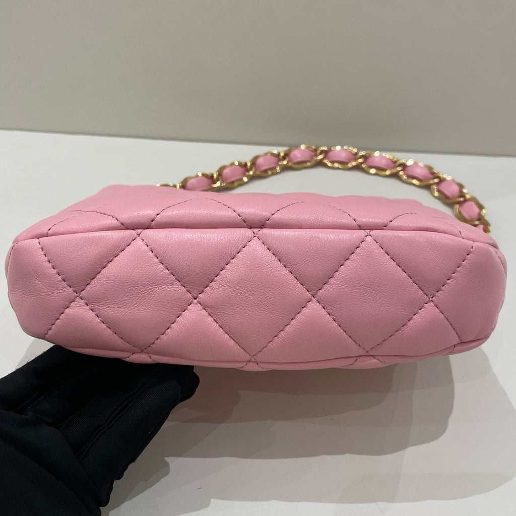Chanel Quilted Pink Gold Hobo Chain Shoulder Bag - Classic Women's Fashion