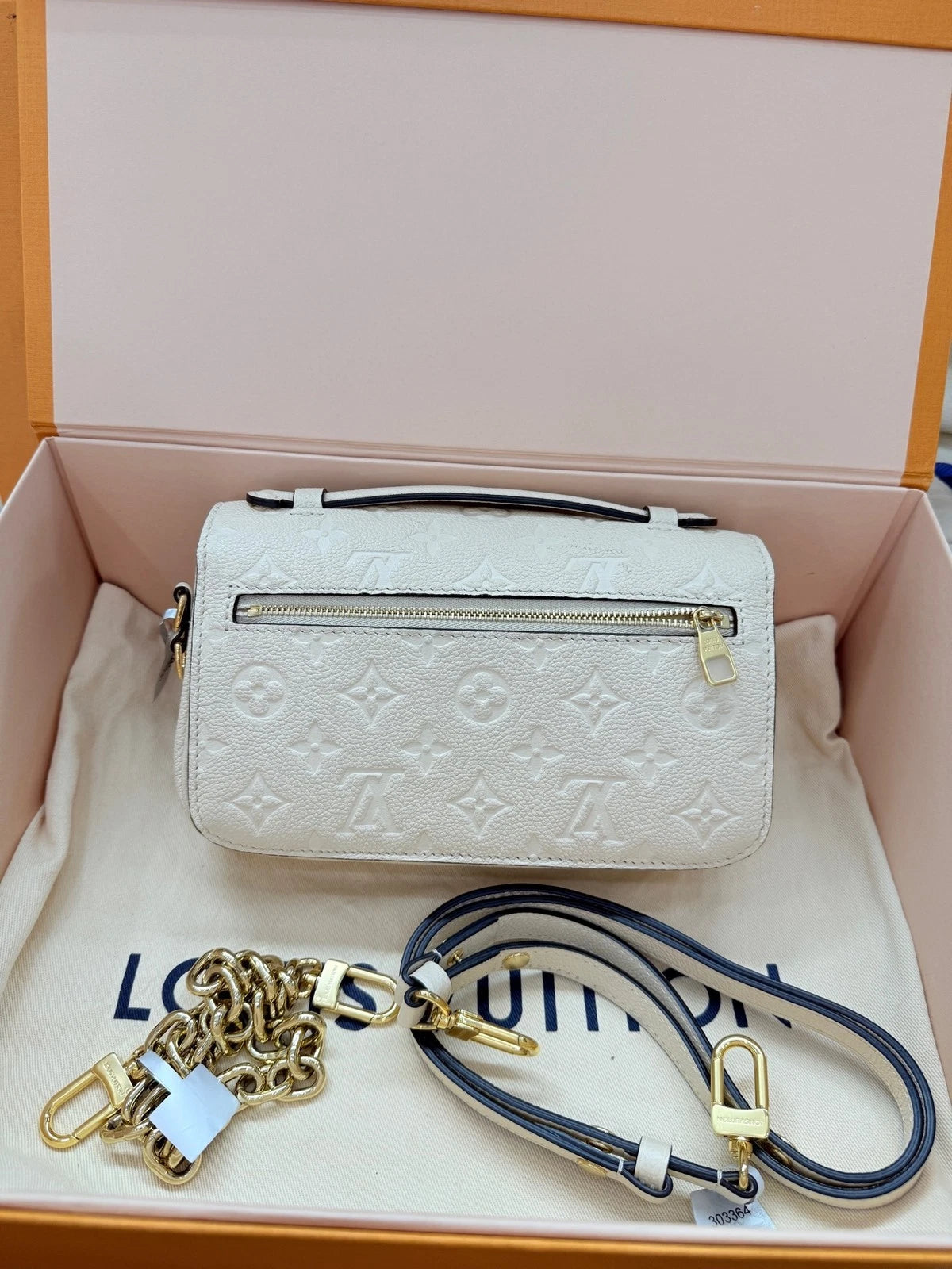 Louis Vuitton White Embossed Mini Messenger Bag For Women