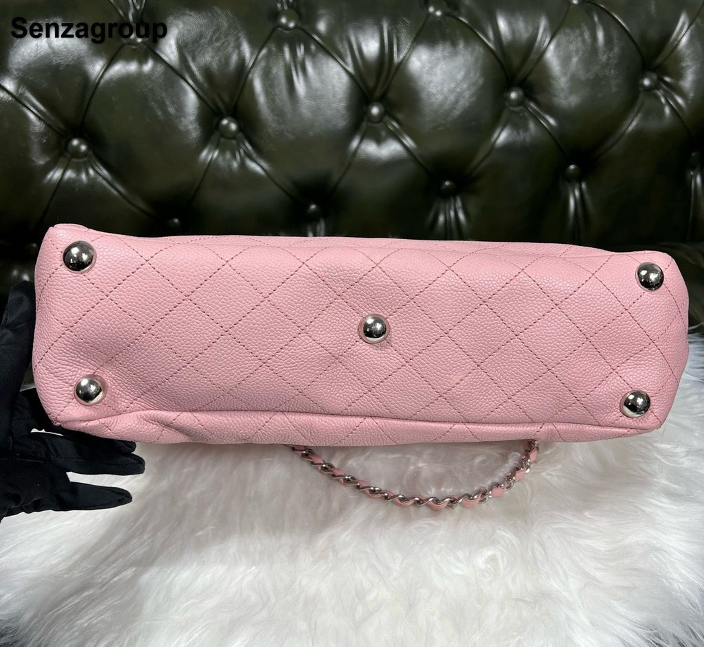 Chanel Tote Chain Shoulder Bag Pink Silver Used Women Classic Fashion