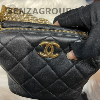 Chanel Black Gold Quilted Hobo Chain Shoulder Bag - Classic Fashion
