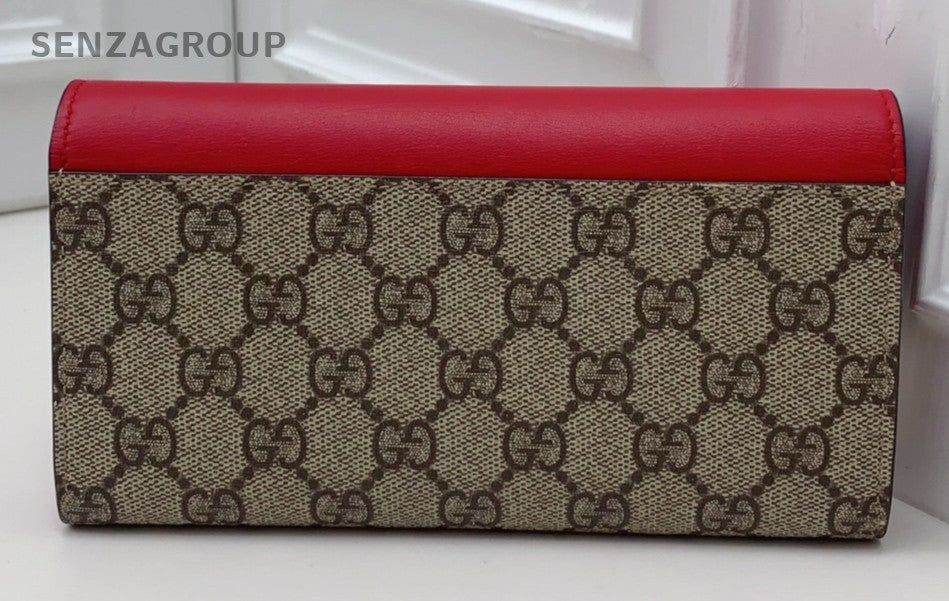 Gucci  Padlock Monogram Clutch Bag Chain Shoulder Bag Brown Red Gold Women