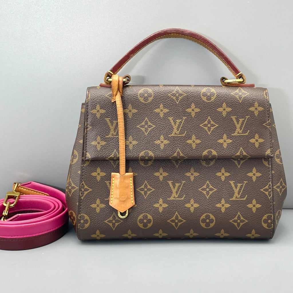 Louis Vuitton Monogram BB Top Handle Crossbody Bag Brown Gold Women Classic